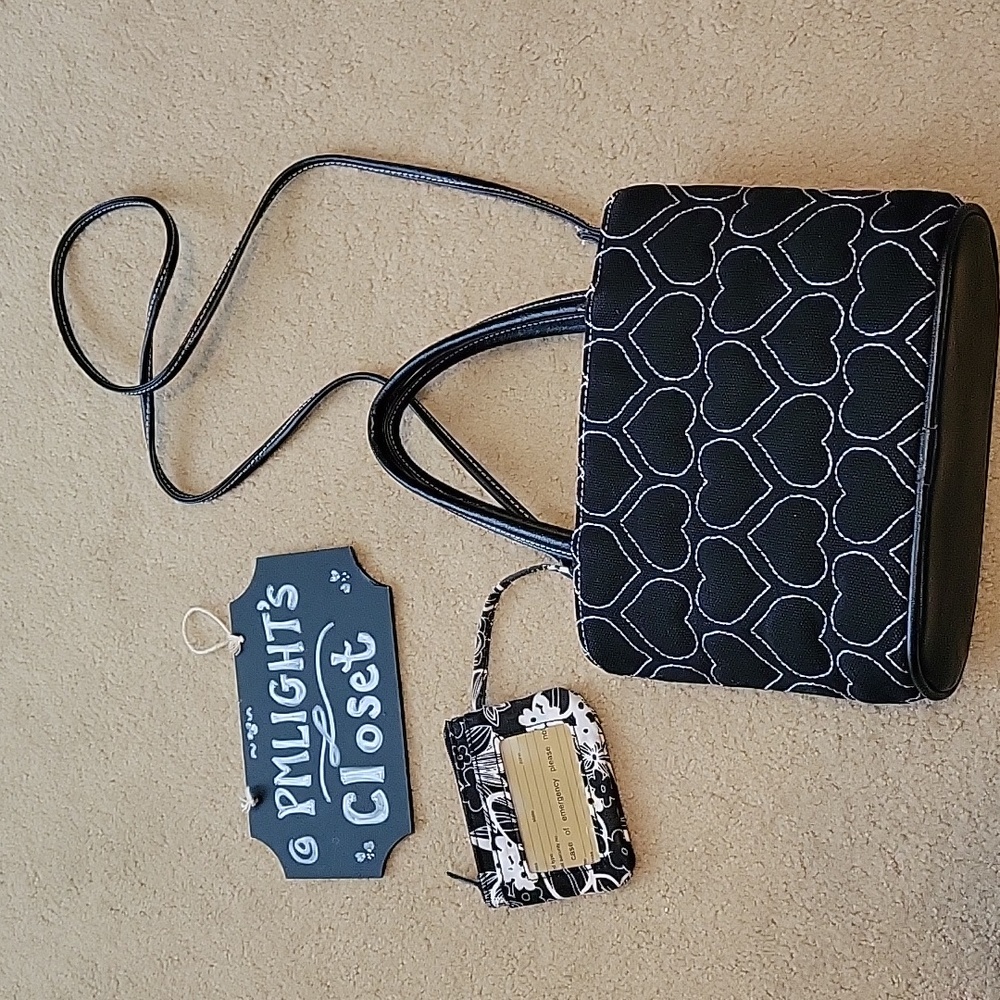 Bueno Micro Bag Black with White Heart Stitching